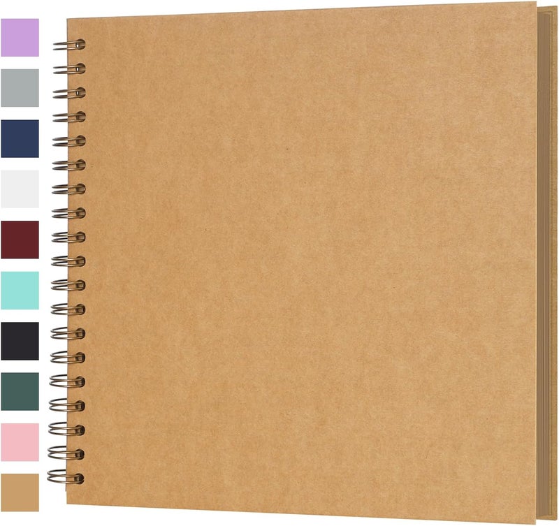 Bonyomor Scrapbook Album 10x10 Inches 40 Pages Hardcover Kraft Paper Photo Album Scrap Book Memory Book Blank DIY Scrapbook Albums for Boyfriend Wedding Baby Travel Anniversary Family, Brown - Image 1